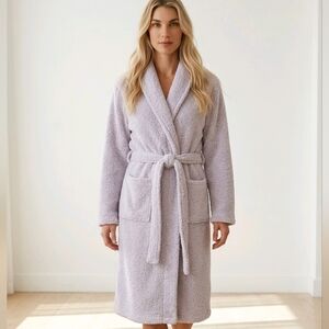 Papinelle Cozy Plush Mid-Length Robe Blush Lavender 2 Large Front Pockets